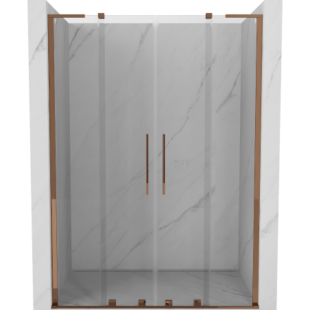 Mexen Velar L Duo Schiebetür-Duschabtrennung 150 cm, transparent, Roségold - 871-150-003-02-60