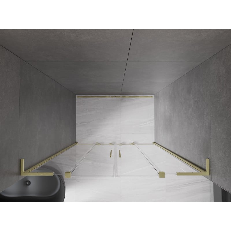 Mexen Velar L Duo Schiebetür 160 cm, transparent, gebürstetes Gold - 871-160-003-02-55