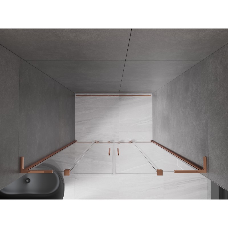 Mexen Velar L Duo Schiebetür Duschwand 140 cm, transparent, Roségold - 871-140-003-02-60