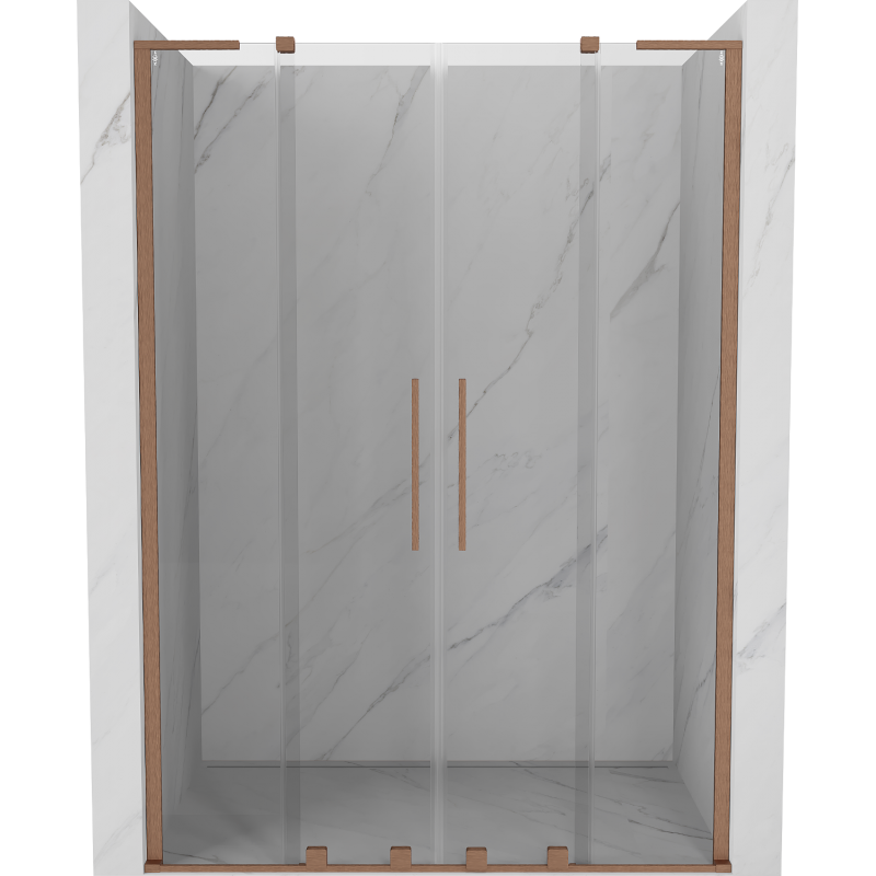 Mexen Velar L Duo Duschschiebetüren 140 cm, transparent, gebürstetes Kupfer - 871-140-003-02-65