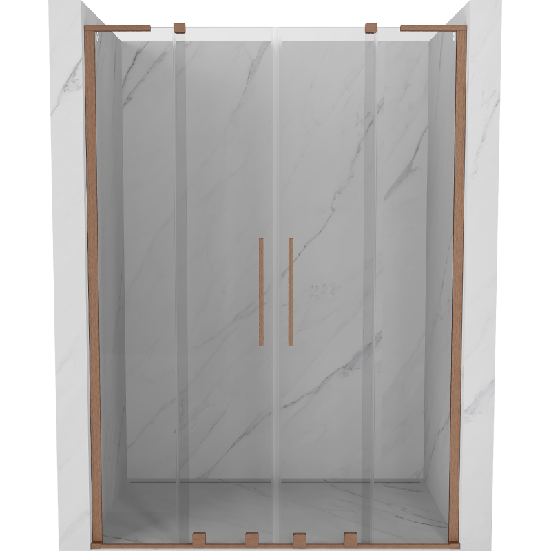 Mexen Velar L Duo Schiebetüren 160 cm, transparent, gebürstetes Kupfer - 871-160-003-02-65