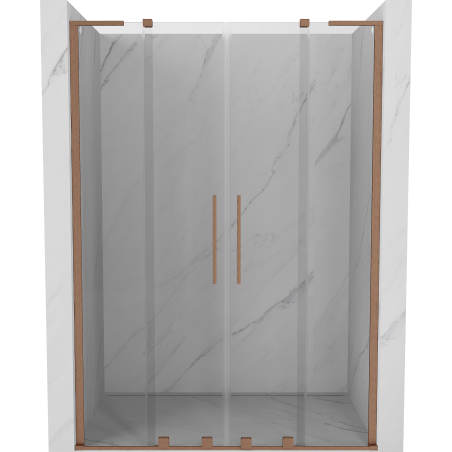 Mexen Velar L Duo Schiebetür für Duschkabine 150 cm, transparent, gebürstetes Kupfer - 871-150-003-02-65