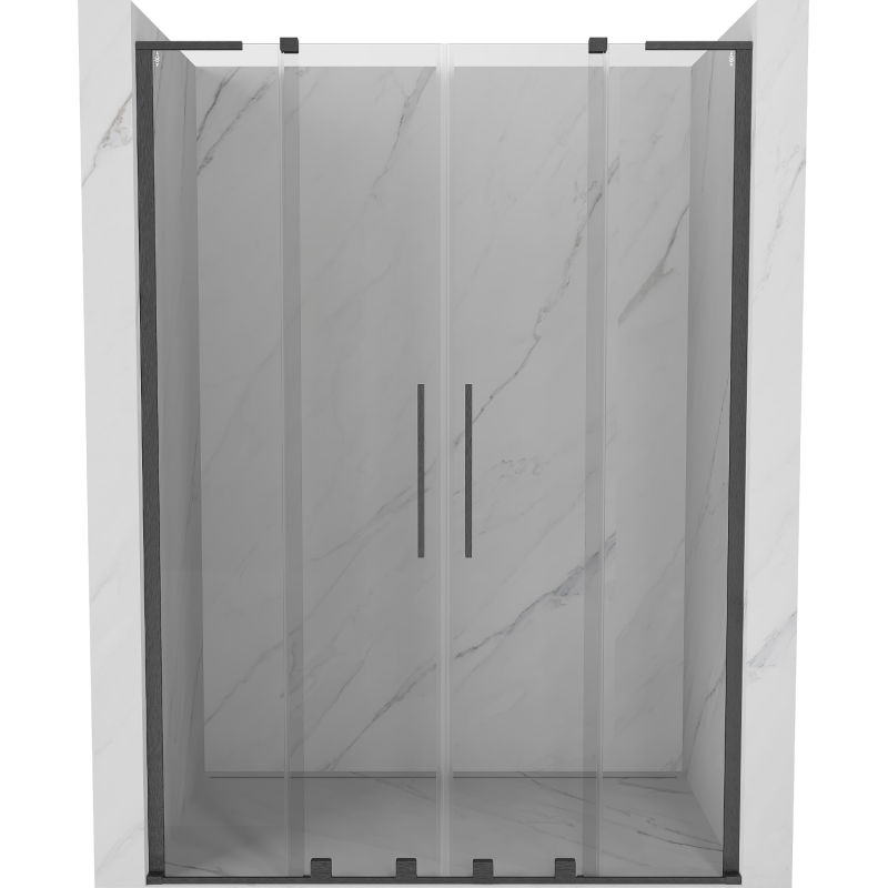 Mexen Velar L Duo Schiebetür 140 cm, transparent, gebürstet Gun Gray - 871-140-003-02-66