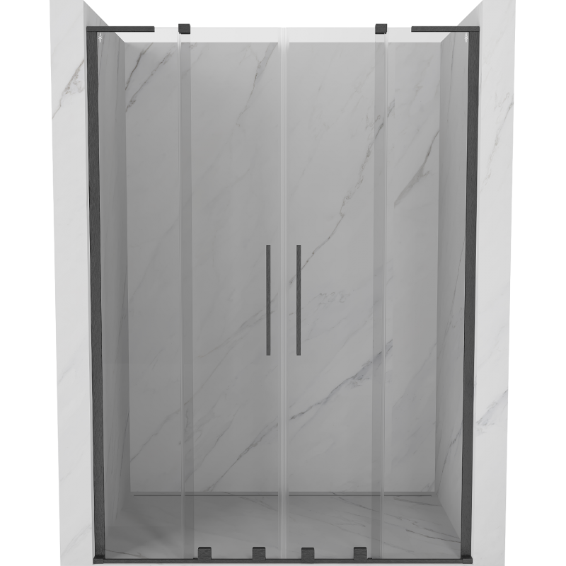 Mexen Velar L Duo Schiebetür Dusche 160 cm, transparent, gebürstetes Gun Gray - 871-160-003-02-66