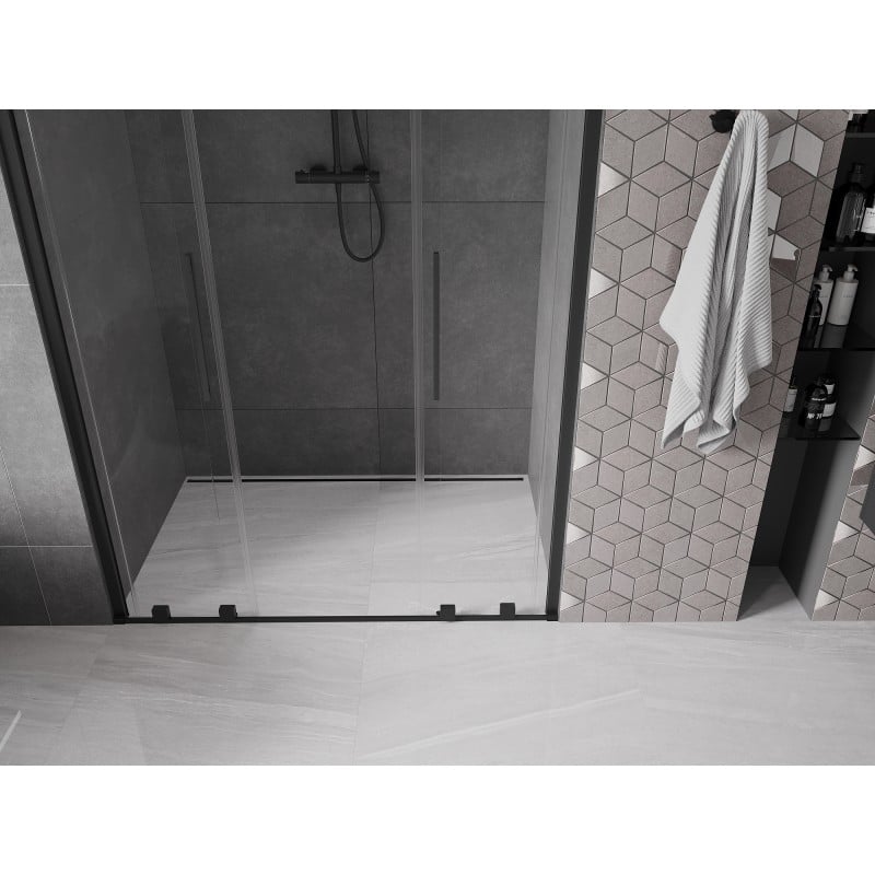 Mexen Velar L Duo Schiebetüren 140 cm, transparent, schwarz - 871-140-003-02-70