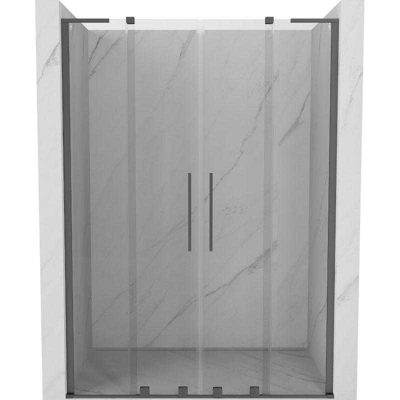 Mexen Velar L Duo Schiebetür Dusche 150 cm, transparent, Gun Metal - 871-150-003-02-95