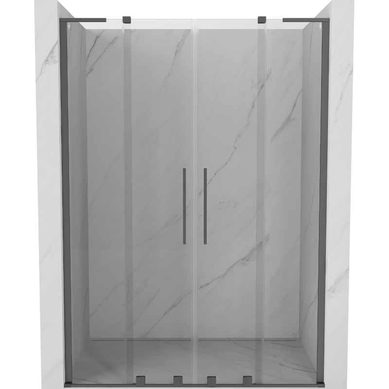 Mexen Velar L Duo Schiebetür für Dusche 160 cm, transparent, Gun Metal - 871-160-003-02-95
