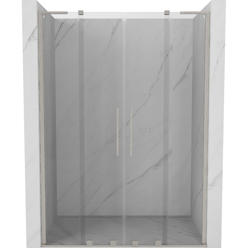 Mexen Velar L Duo Schiebetüren 160 cm, transparent, gebürsteter Nickel - 871-160-003-02-97