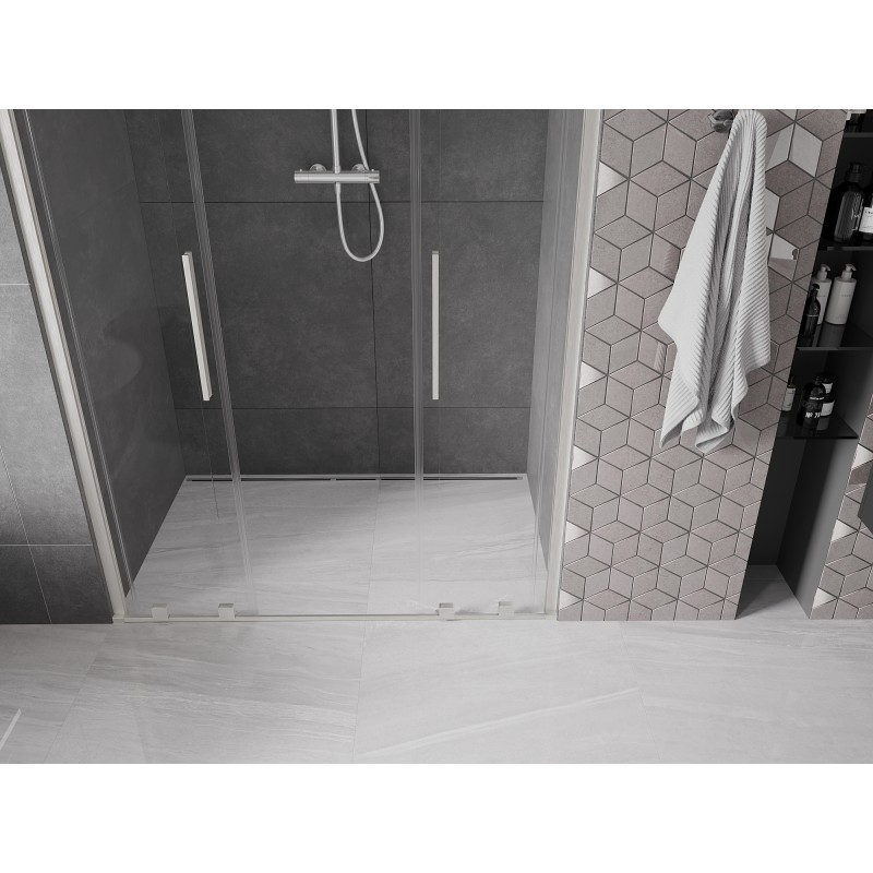 Mexen Velar L Duo Duschschiebetüren 150 cm, transparent, gebürsteter Nickel - 871-150-003-02-97