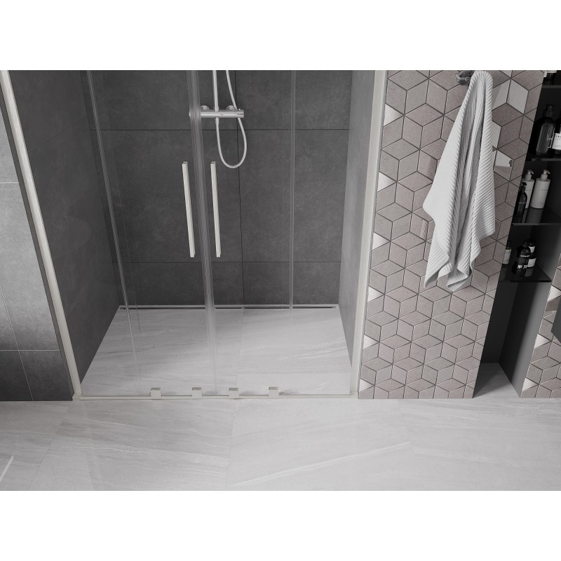 Mexen Velar L Duo Duschschiebetüren 150 cm, transparent, gebürsteter Nickel - 871-150-003-02-97