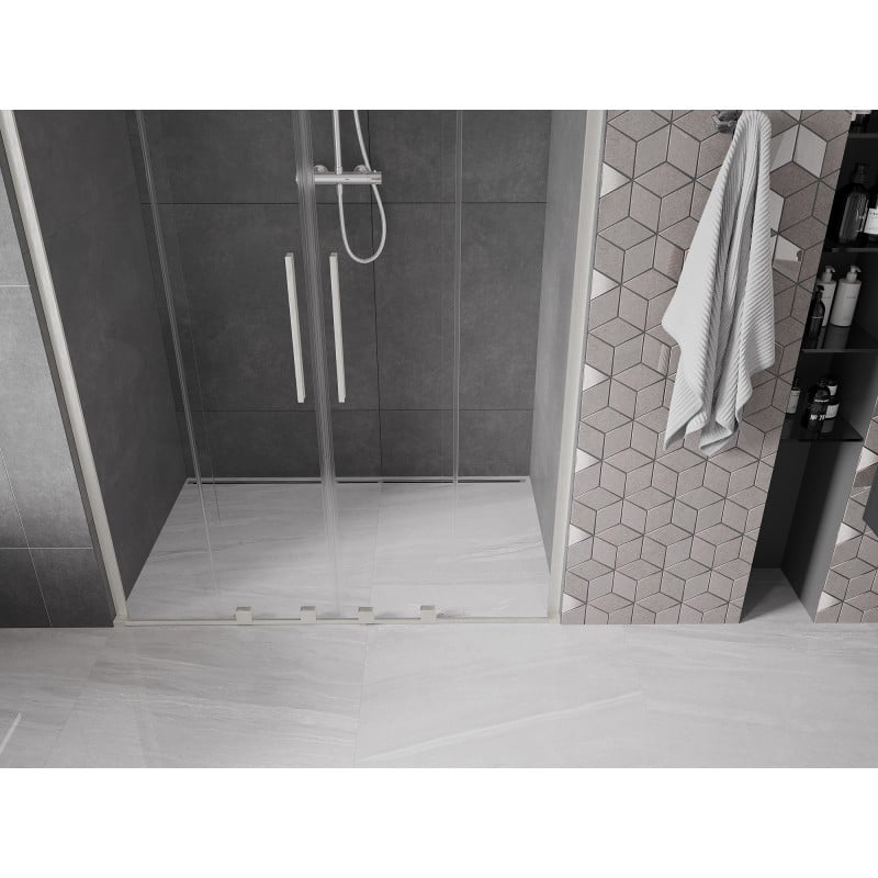 Mexen Velar L Duo Schiebetüren 140 cm, transparent, gebürsteter Nickel - 871-140-003-02-97