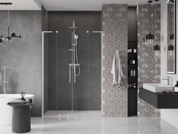 Mexen Velar L Duo Schiebetüren 160 cm, transparent, gebürsteter Nickel - 871-160-003-02-97