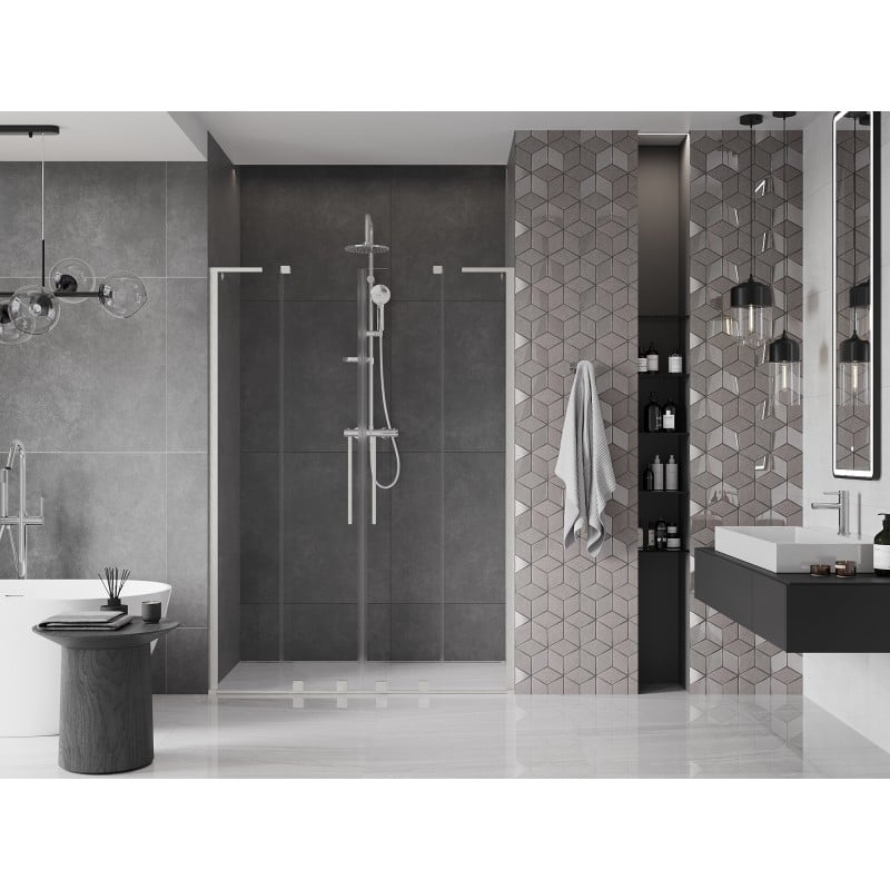 Mexen Velar L Duo Duschschiebetüren 150 cm, transparent, gebürsteter Nickel - 871-150-003-02-97