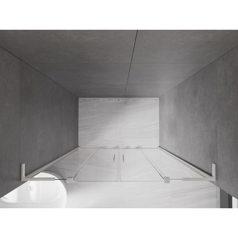 Mexen Velar L Duo Schiebetüren 160 cm, transparent, gebürsteter Nickel - 871-160-003-02-97