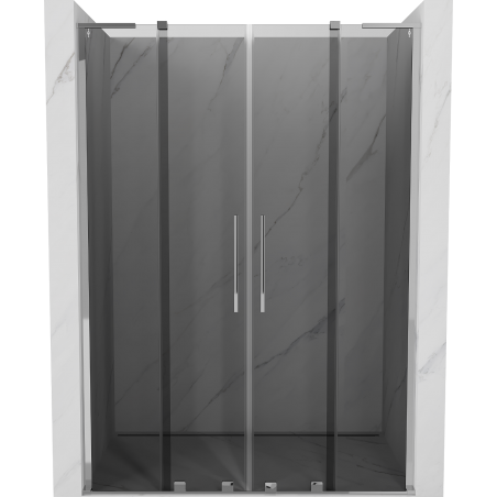 Mexen Velar L Duo Schiebetüren für Dusche 150 cm, Graphit, Chrom - 871-150-003-42-01