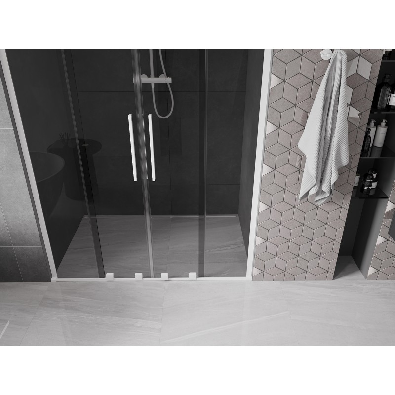 Mexen Velar L Duo Schiebetüren für die Dusche 140 cm, graphit, weiß - 871-140-003-42-20