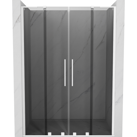 Mexen Velar L Duo Schiebetüren für die Dusche 140 cm, graphit, weiß - 871-140-003-42-20