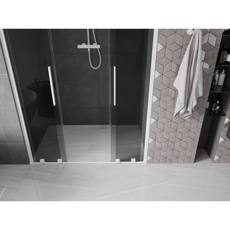 Mexen Velar L Duo Duschschiebetür 150 cm, Grafit, Weiß - 871-150-003-42-20