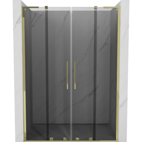 Mexen Velar L Duo Schiebetür Duschwand 160 cm, Graphit, Gold - 871-160-003-42-50