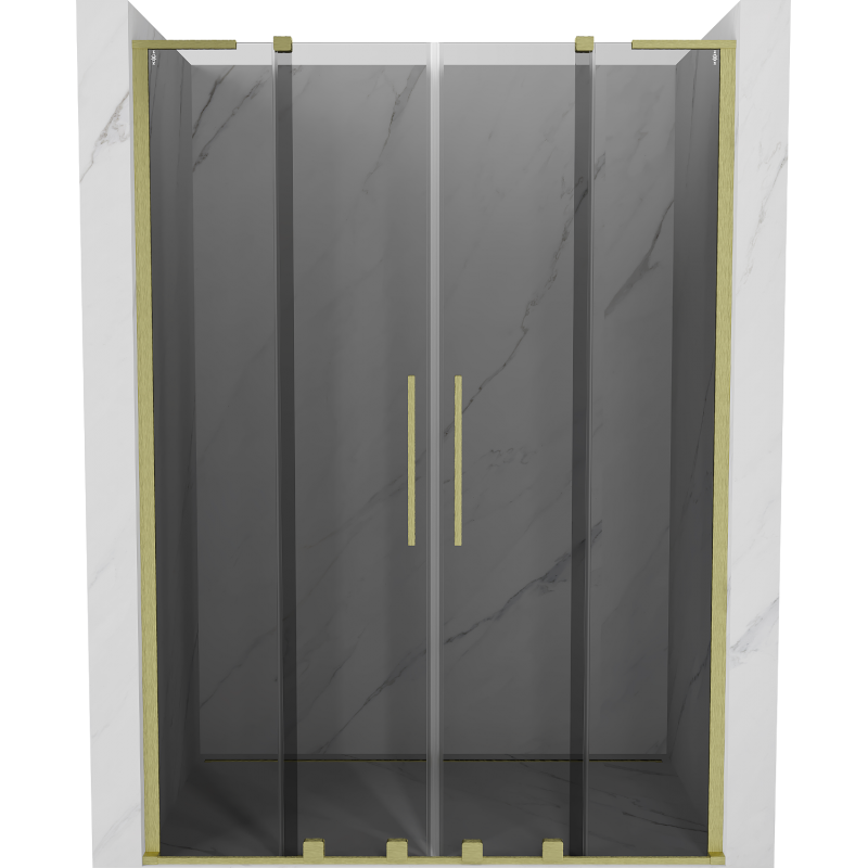 Mexen Velar L Duo Schiebeduschtür 140 cm, grafit, gebürstetes Gold - 871-140-003-42-55