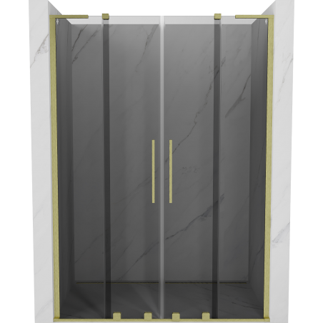 Mexen Velar L Duo Schiebeduschtür 140 cm, grafit, gebürstetes Gold - 871-140-003-42-55