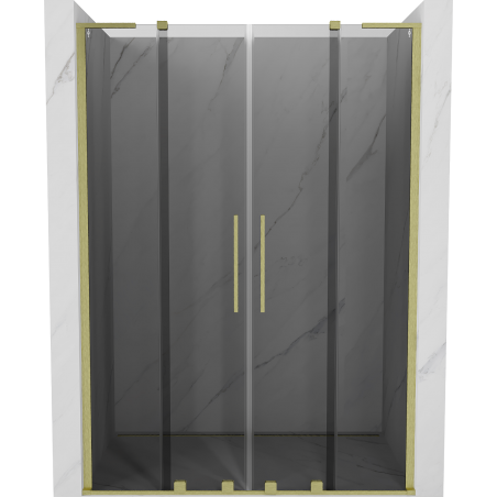 Mexen Velar L Duo Schiebetüren für die Dusche 160 cm, grafit, gold gebürstet - 871-160-003-42-55