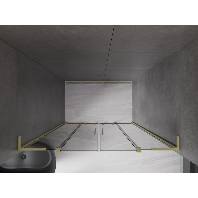 Mexen Velar L Duo Schiebeduschtür 150 cm, Graphit, gebürstet Gold - 871-150-003-42-55