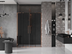 Mexen Velar L Duo Schiebetür 140 cm Dusche, Graphit, Roségold - 871-140-003-42-60