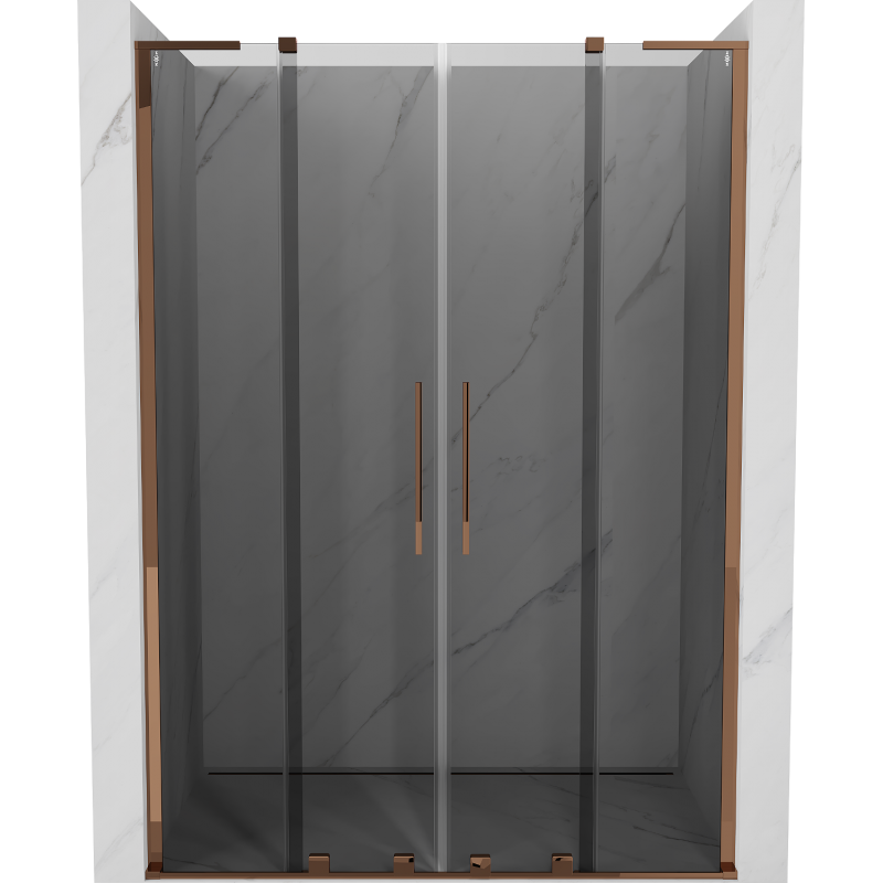 Mexen Velar L Duo Schiebeduschtüren 150 cm, Graphit, Roségold - 871-150-003-42-60