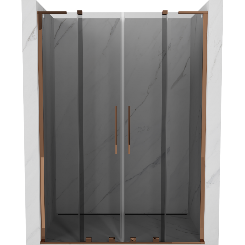 Mexen Velar L Duo Schiebetür Duschkabine 160 cm, Grafit, Roségold - 871-160-003-42-60