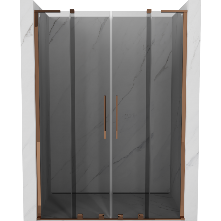 Mexen Velar L Duo Schiebetür Duschkabine 160 cm, Grafit, Roségold - 871-160-003-42-60