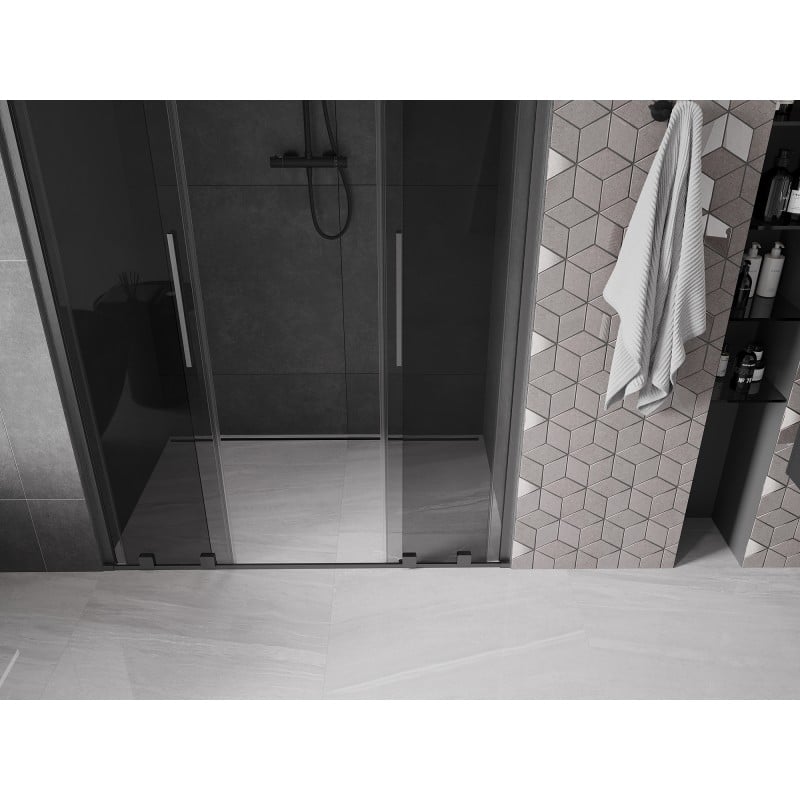 Mexen Velar L Duo Duschschiebetür 150 cm, grafit, gebürstetes Gun Grey - 871-150-003-42-66