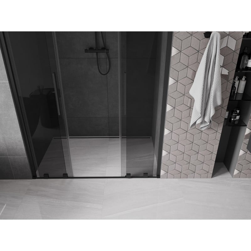 Mexen Velar L Duo Schiebetür Dusche 140 cm, Graphit, Schwarz - 871-140-003-42-70