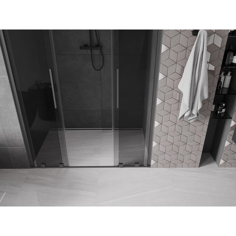 Mexen Velar L Duo Schiebetür-Duschabtrennung 140 cm, grafit, gun metal - 871-140-003-42-95