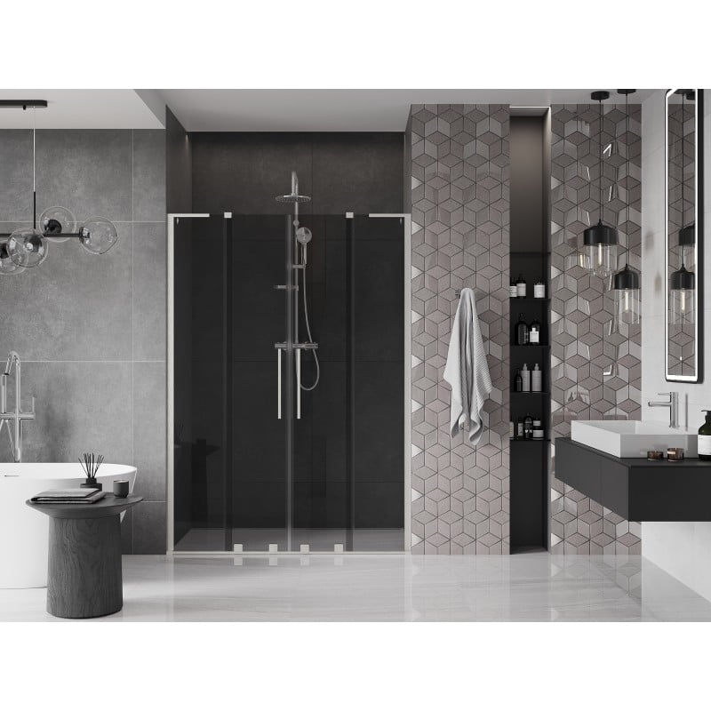 Mexen Velar L Duo Schiebeduschtür 160 cm, grafit, gebürsteter Nickel - 871-160-003-42-97
