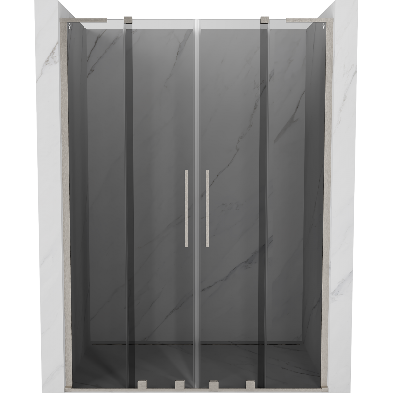 Mexen Velar L Duo Schiebetür Duschwand 140 cm, Grafit, Gebürsteter Nickel - 871-140-003-42-97