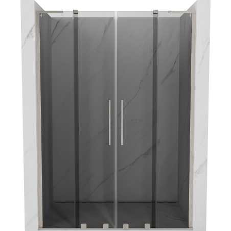 Mexen Velar L Duo Schiebetür Duschwand 140 cm, Grafit, Gebürsteter Nickel - 871-140-003-42-97