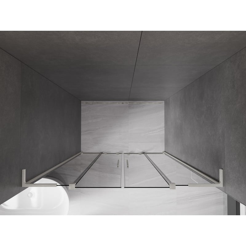 Mexen Velar L Duo Schiebetür Duschwand 140 cm, Grafit, Gebürsteter Nickel - 871-140-003-42-97