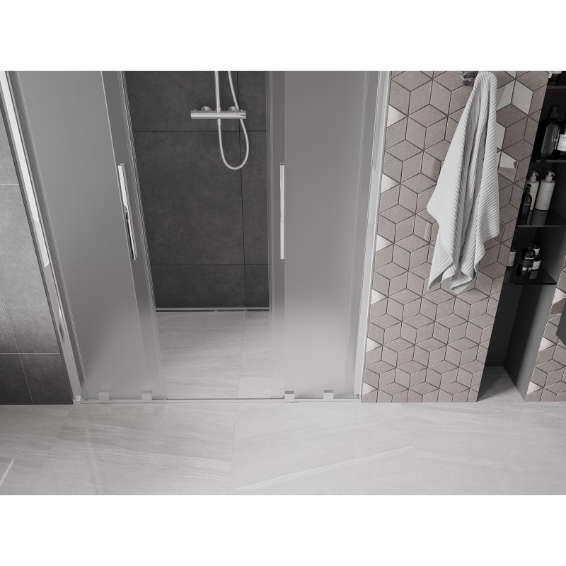 Mexen Velar L Duo Schiebetüren Dusche 160 cm, Satiniert, Chrom - 871-160-003-32-01