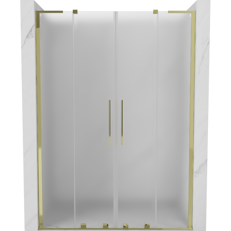 Mexen Velar L Duo Schiebetür Duschkabine 140 cm, satiniert, gold - 871-140-003-32-50