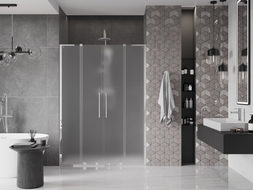 Mexen Velar L Duo Schiebetüren Dusche 160 cm, Satiniert, Chrom - 871-160-003-32-01