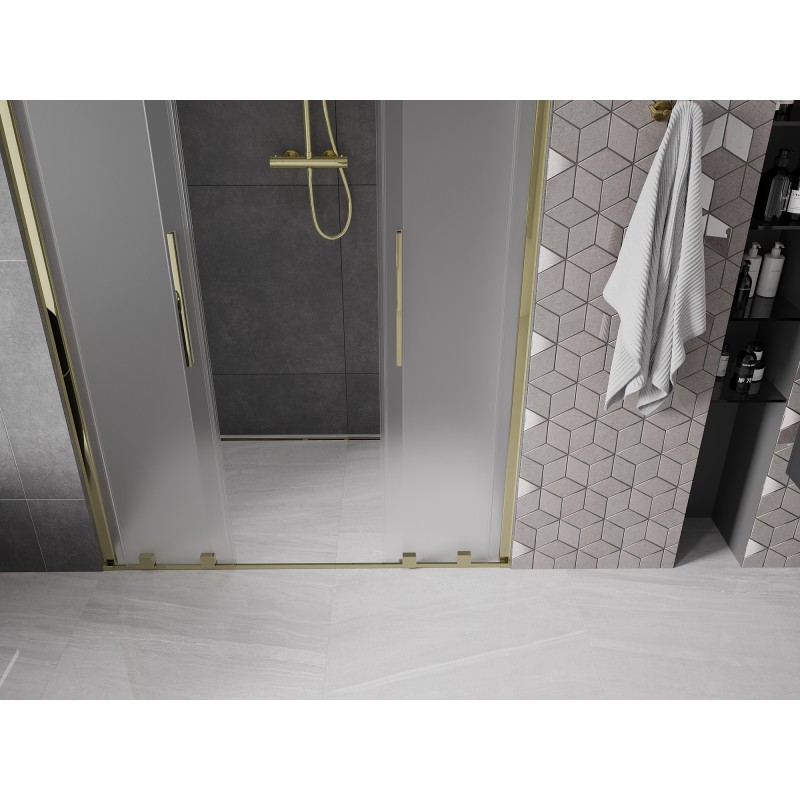 Mexen Velar L Duo Schiebetüren 150 cm, Milchglas, Gold - 871-150-003-32-50