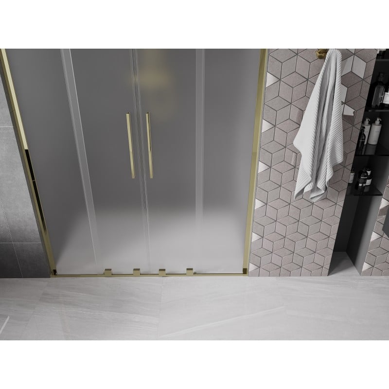 Mexen Velar L Duo Schiebetüren 150 cm, Milchglas, Gold - 871-150-003-32-50