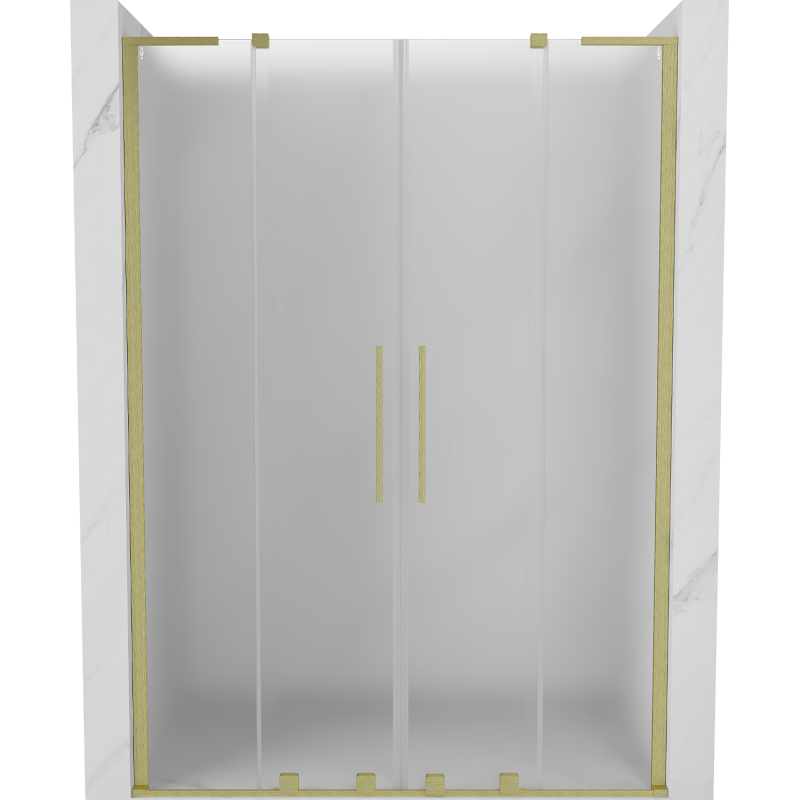 Mexen Velar L Duo Schiebetüren 140 cm, Eisglas, gebürstetes Gold - 871-140-003-32-55