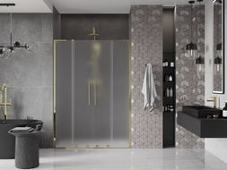 Mexen Velar L Duo Schiebetüren 150 cm, Milchglas, Gold - 871-150-003-32-50
