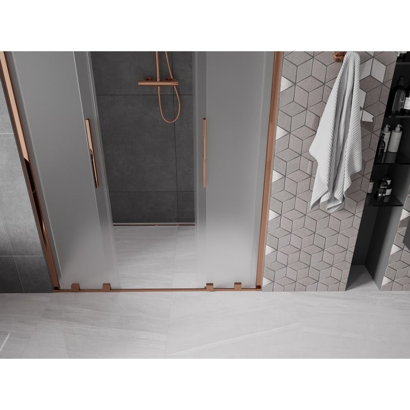 Mexen Velar L Duo Schiebetüren 140 cm, Milchglas, Roségold - 871-140-003-32-60