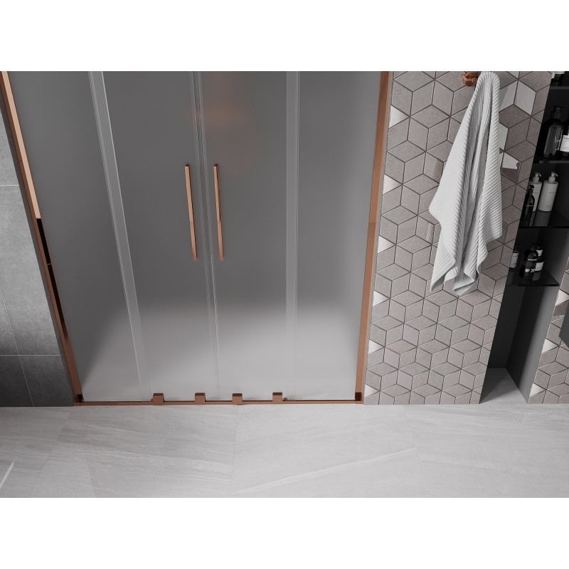 Mexen Velar L Duo Schiebetüren 140 cm, Milchglas, Roségold - 871-140-003-32-60
