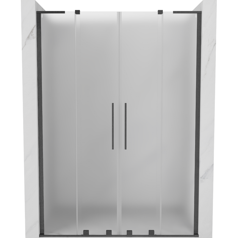 Mexen Velar L Duo Schiebeduschtür 150 cm, Mattglas, gebürstetes Gun Gray - 871-150-003-32-66