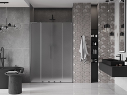 Mexen Velar L Duo Schiebetür Dusche 140 cm, matt, gun gray gebürstet - 871-140-003-32-66