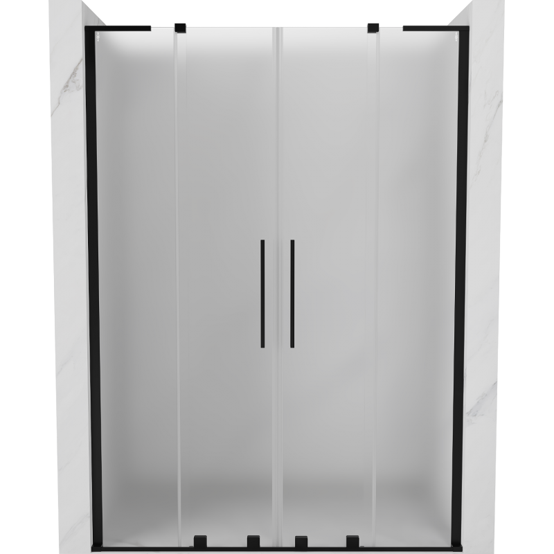 Mexen Velar L Duo Schiebetür für Duschen 150 cm, Milchglas, schwarz - 871-150-003-32-70